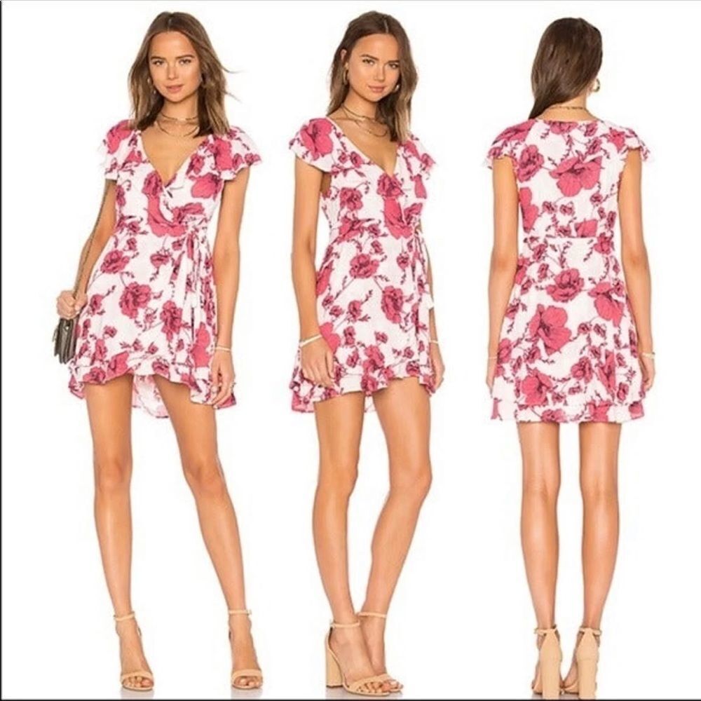 Free People French Quarter Floral Wrap Mini Dress Suze Small